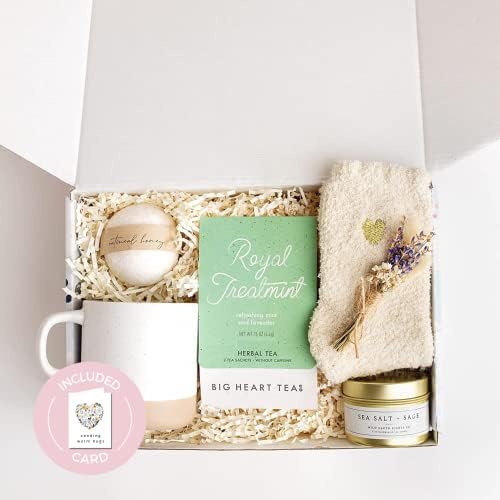 Unboxme קופסת מתנה לטיפול עצמי לנשים עם תה אורגני, פצצת אמבטיה ונר | תבריא חבילת טיפול בקרוב עבורה | חושב עליך